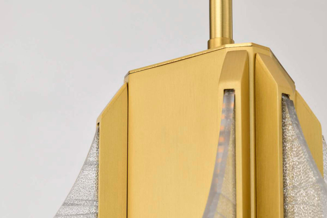 Pendant Nuvo 62-2413 Idris - LED 3 Light Pendant - Vintage Brass Finish - Light Guide Panels Nuvo