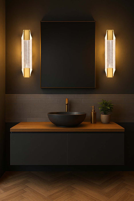 Sconce Nuvo 62-2415 Idris - LED 3 Light Wall Sconce - Vintage Brass Finish - Light Guide Panels Nuvo
