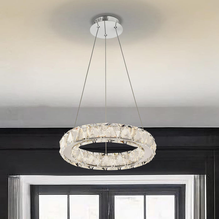 Pendant Nuvo 62-2441 Asher - LED 15 Inch Pendant - Polished Nickel Finish - K9 Crystal Nuvo
