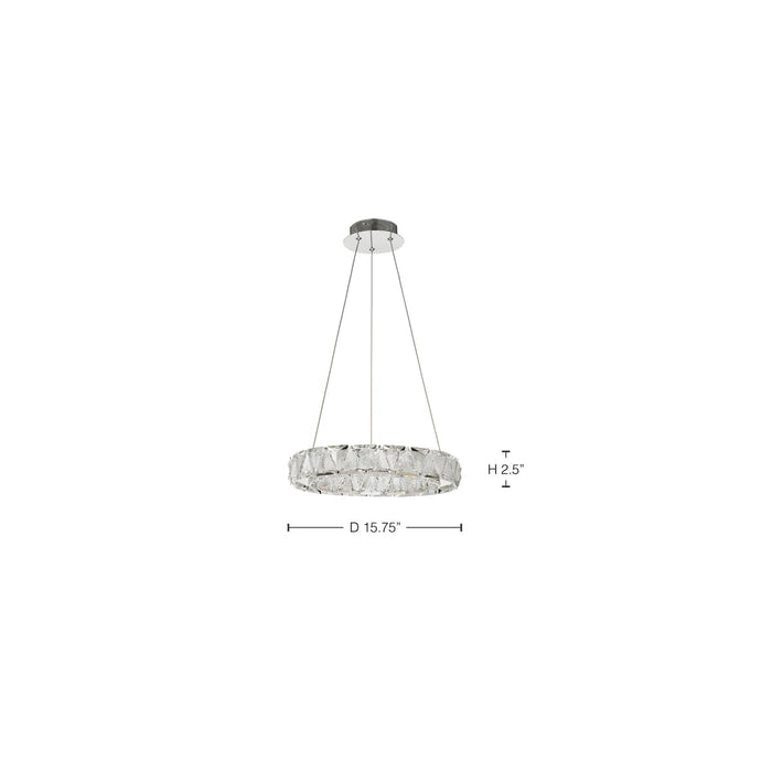 Pendant Nuvo 62-2441 Asher - LED 15 Inch Pendant - Polished Nickel Finish - K9 Crystal Nuvo