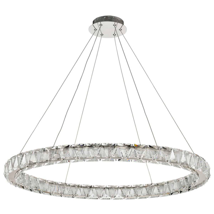 Pendant Nuvo 62-2442 Asher - LED 36 Inch Round Pendant - Polished Nickel Finish - K9 Crystal Nuvo