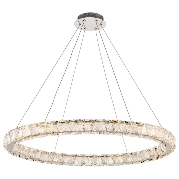 Pendant Nuvo 62-2442 Asher - LED 36 Inch Round Pendant - Polished Nickel Finish - K9 Crystal Nuvo