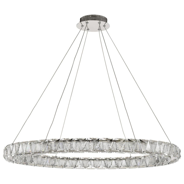 Pendant Nuvo 62-2442 Asher - LED 36 Inch Round Pendant - Polished Nickel Finish - K9 Crystal Nuvo