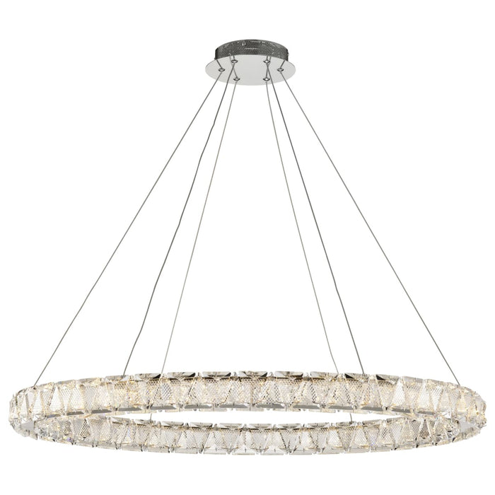 Pendant Nuvo 62-2442 Asher - LED 36 Inch Round Pendant - Polished Nickel Finish - K9 Crystal Nuvo