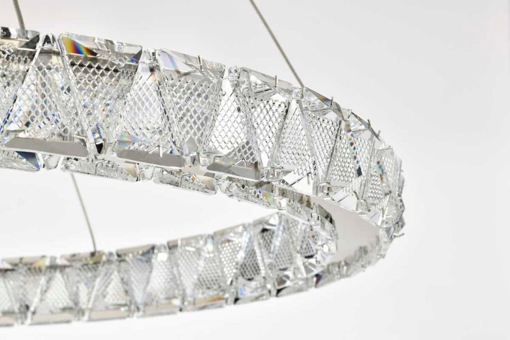 Pendant Nuvo 62-2442 Asher - LED 36 Inch Round Pendant - Polished Nickel Finish - K9 Crystal Nuvo