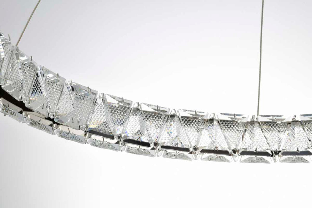 Pendant Nuvo 62-2442 Asher - LED 36 Inch Round Pendant - Polished Nickel Finish - K9 Crystal Nuvo