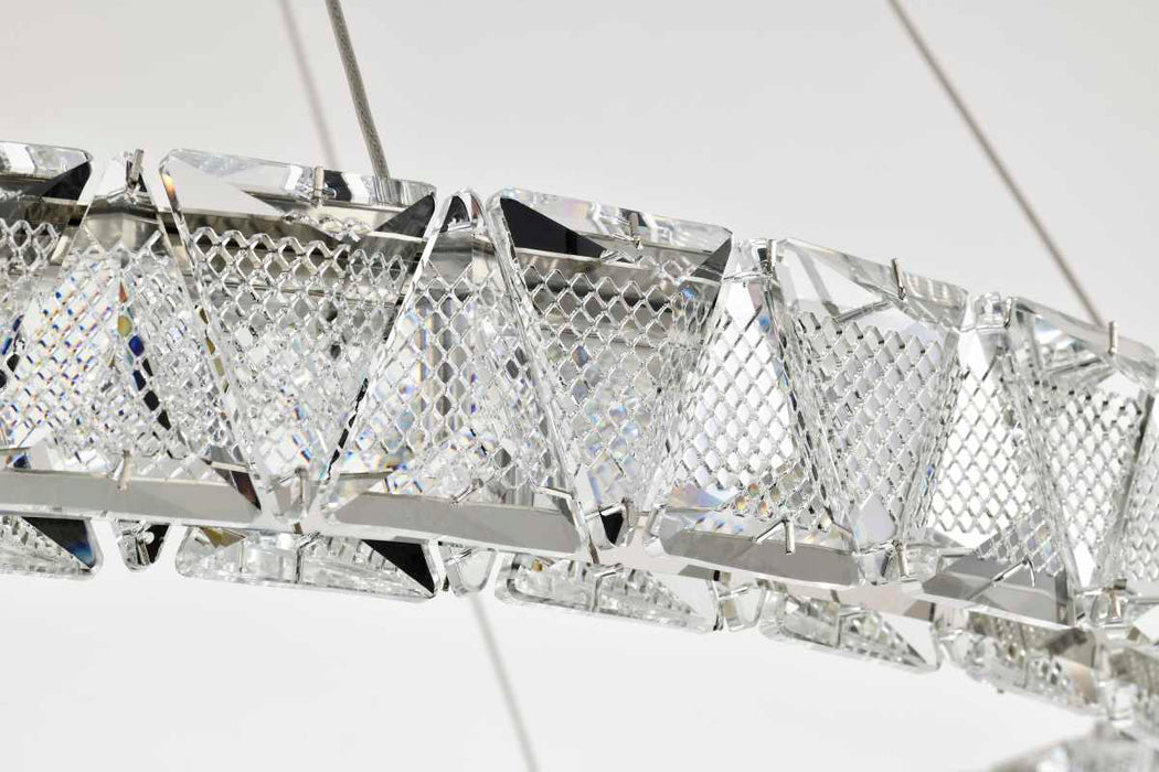 Pendant Nuvo 62-2442 Asher - LED 36 Inch Round Pendant - Polished Nickel Finish - K9 Crystal Nuvo