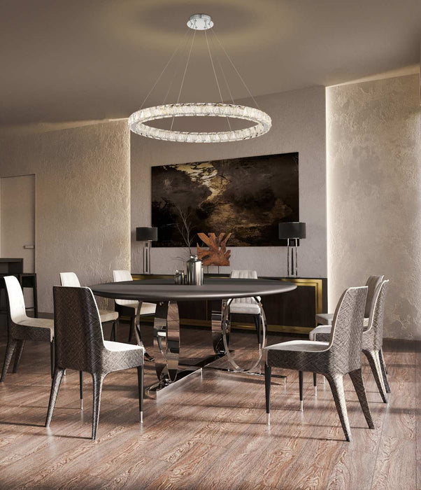 Pendant Nuvo 62-2442 Asher - LED 36 Inch Round Pendant - Polished Nickel Finish - K9 Crystal Nuvo