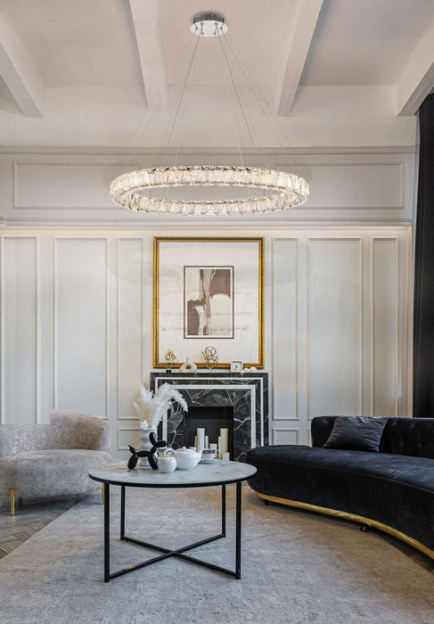 Pendant Nuvo 62-2442 Asher - LED 36 Inch Round Pendant - Polished Nickel Finish - K9 Crystal Nuvo