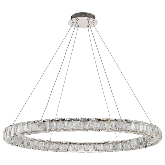 Pendant Nuvo 62-2442 Asher - LED 36 Inch Round Pendant - Polished Nickel Finish - K9 Crystal Nuvo