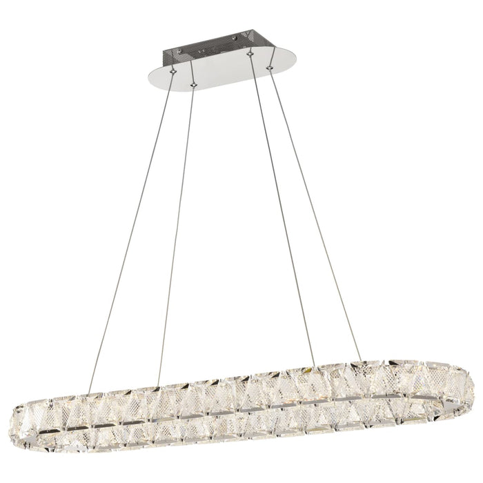Pendant Nuvo 62-2443 Asher - LED 36 Inch Oval Pendant - Polished Nickel Finish - K9 Crystal Nuvo