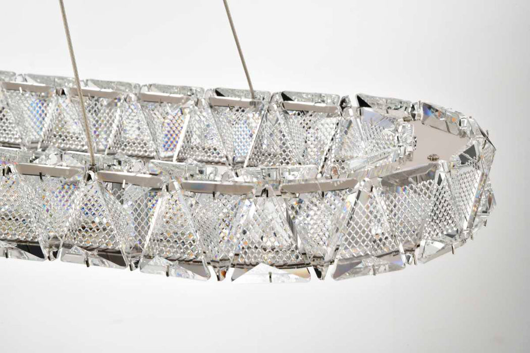 Pendant Nuvo 62-2443 Asher - LED 36 Inch Oval Pendant - Polished Nickel Finish - K9 Crystal Nuvo