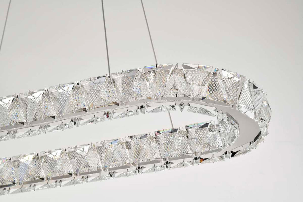 Pendant Nuvo 62-2443 Asher - LED 36 Inch Oval Pendant - Polished Nickel Finish - K9 Crystal Nuvo