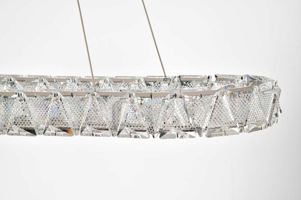 Pendant Nuvo 62-2443 Asher - LED 36 Inch Oval Pendant - Polished Nickel Finish - K9 Crystal Nuvo