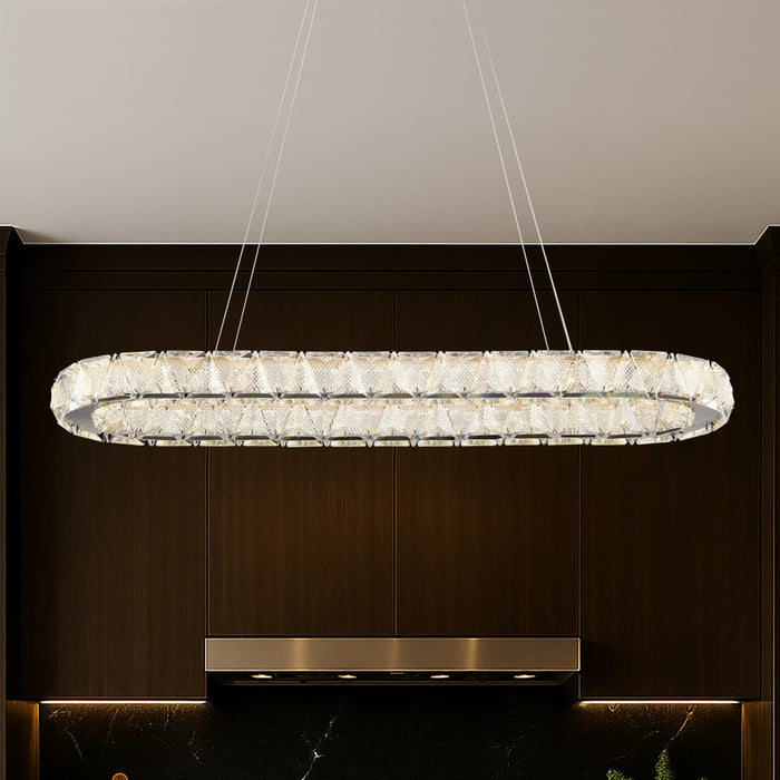 Pendant Nuvo 62-2443 Asher - LED 36 Inch Oval Pendant - Polished Nickel Finish - K9 Crystal Nuvo