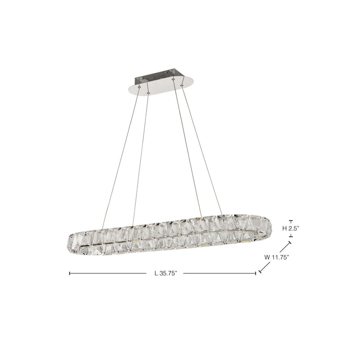 Pendant Nuvo 62-2443 Asher - LED 36 Inch Oval Pendant - Polished Nickel Finish - K9 Crystal Nuvo