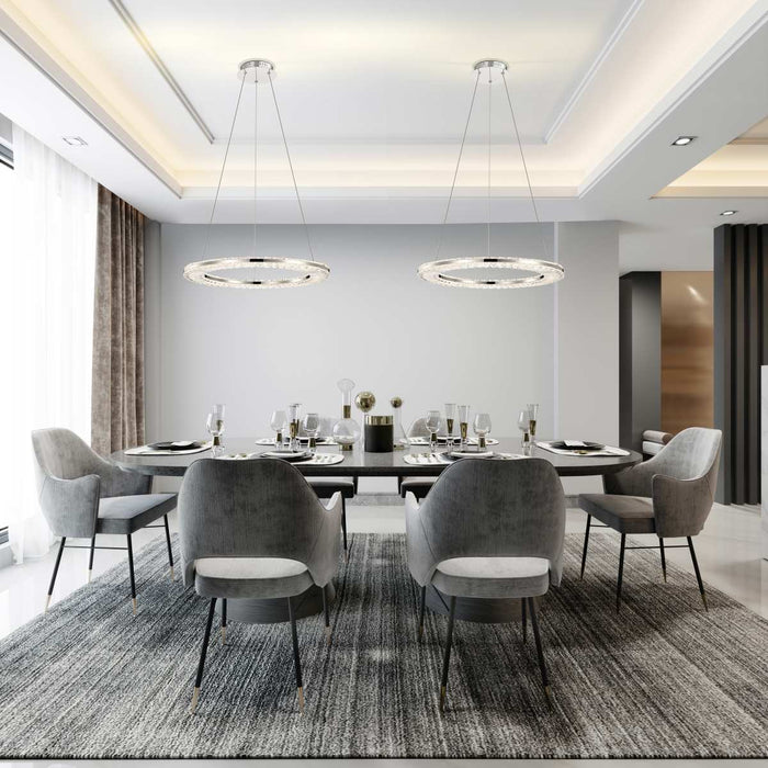 Pendant Nuvo 62-2446 Nova - LED 23 Inch Round Pendant - Polished Nickel Finish - K9 Crystal Nuvo