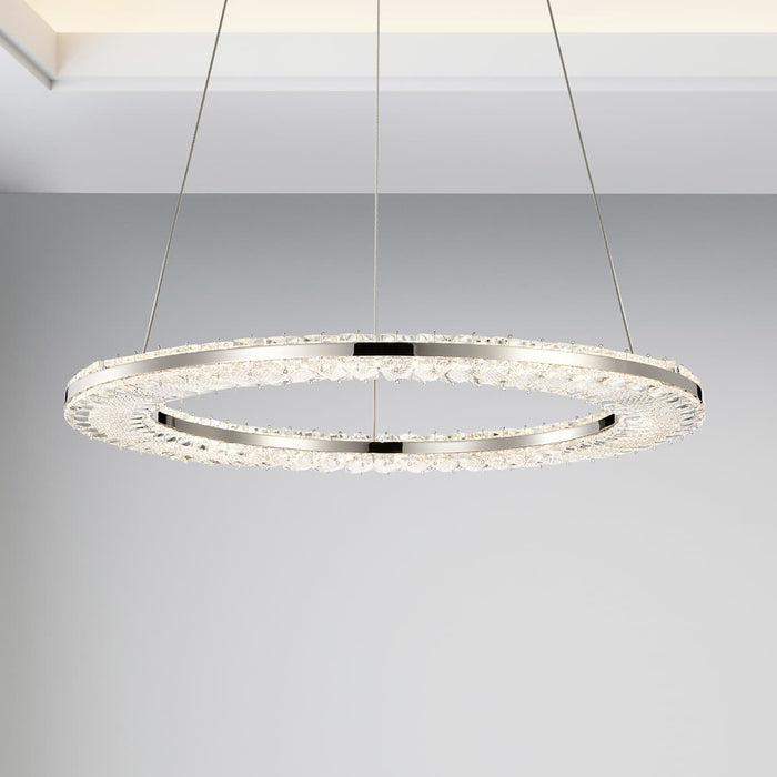 Pendant Nuvo 62-2446 Nova - LED 23 Inch Round Pendant - Polished Nickel Finish - K9 Crystal Nuvo
