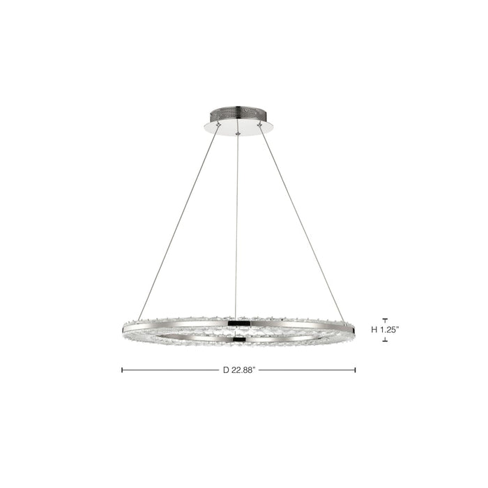 Pendant Nuvo 62-2446 Nova - LED 23 Inch Round Pendant - Polished Nickel Finish - K9 Crystal Nuvo