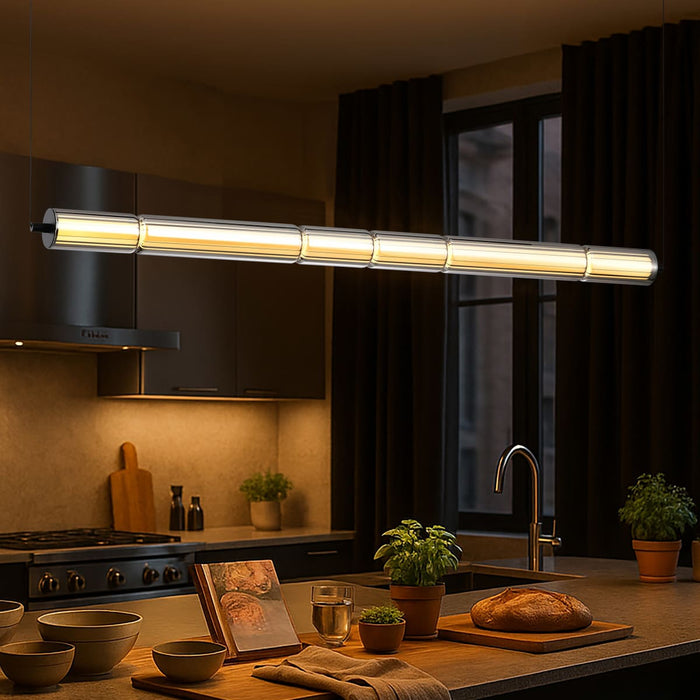 Pendant Nuvo 62-2452 Evander - LED 48 Inch Island Pendant - Matte Black Finish - Smoked Glass Nuvo