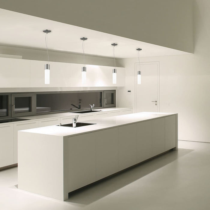 Pendant Nuvo 62-2932 Link - 1 Light - LED Tube Pendant with White Glass - Brushed Nickel Finish Nuvo