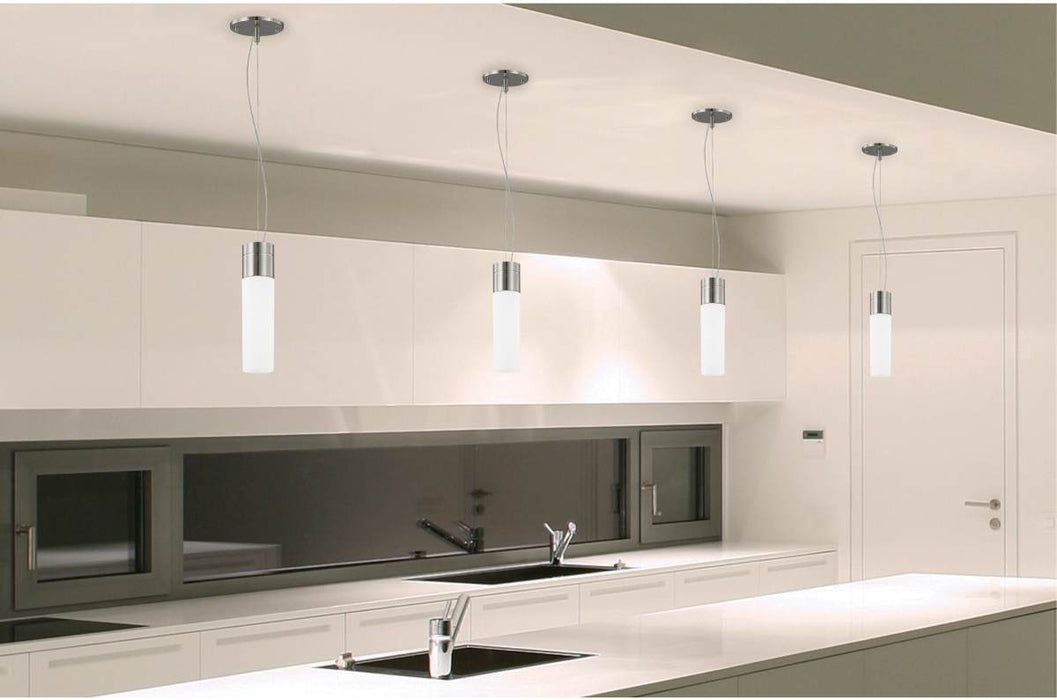 Pendant Nuvo 62-2932 Link - 1 Light - LED Tube Pendant with White Glass - Brushed Nickel Finish Nuvo