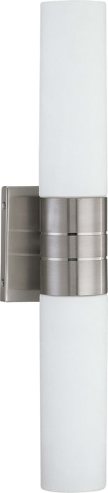Sconce Nuvo 62-2936 Link - 2 Light - (Vertical) LED Tube Wall Sconce with White Glass - Brushed Nickel Finish Nuvo