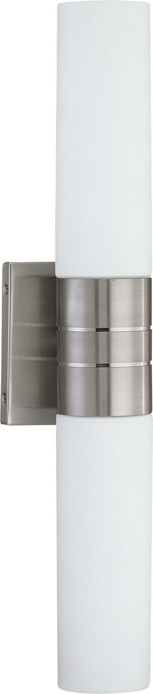 Sconce Nuvo 62-2936 Link - 2 Light - (Vertical) LED Tube Wall Sconce with White Glass - Brushed Nickel Finish Nuvo