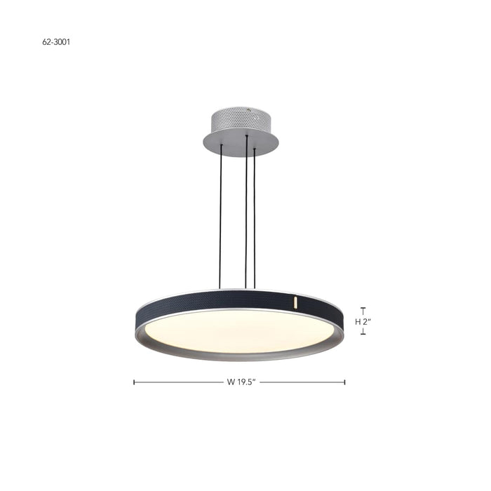Pendant Nuvo 62-3001 Bandon - 20 Inch LED Pendant - Gray with Blue Wrap - Acrylic Lens - Gray Finish Nuvo