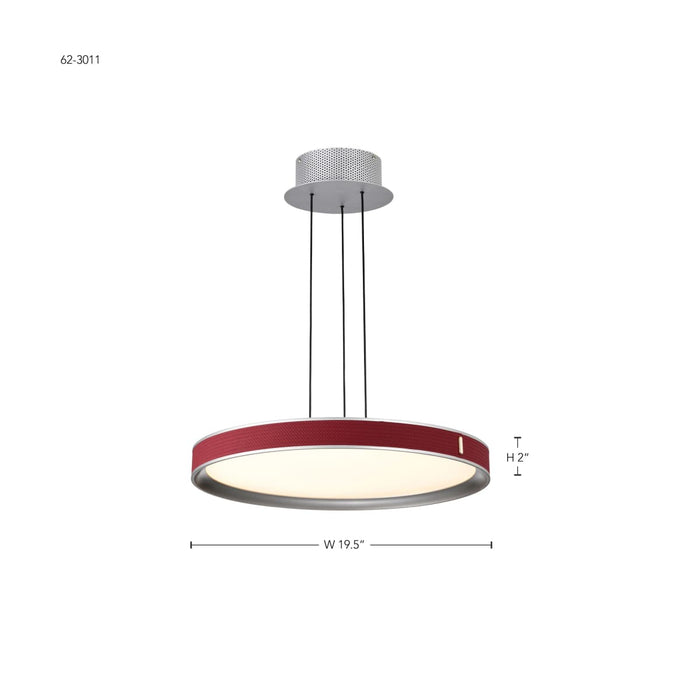 Pendant Nuvo 62-3011 Bandon - 20 Inch LED Pendant - Gray with Red Wrap - Acrylic Lens - Gray Finish Nuvo