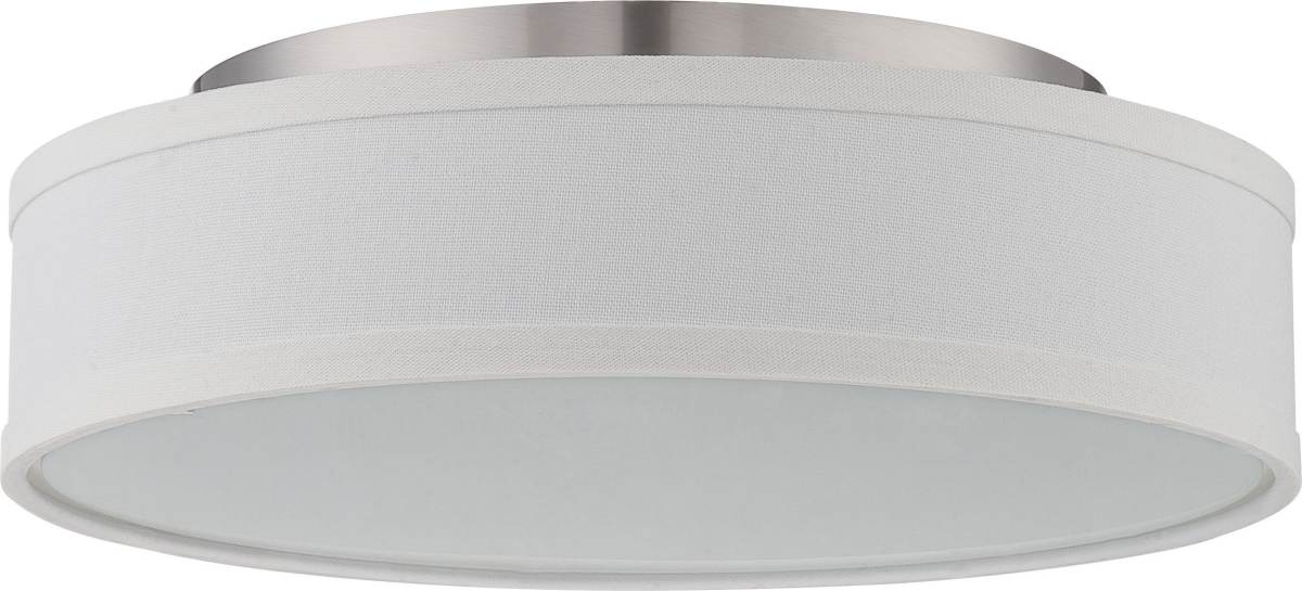 Flush Mount Nuvo 62-524 Heather - LED Flush Fixture with White Linen Shade - Brushed Nickel Finish Nuvo