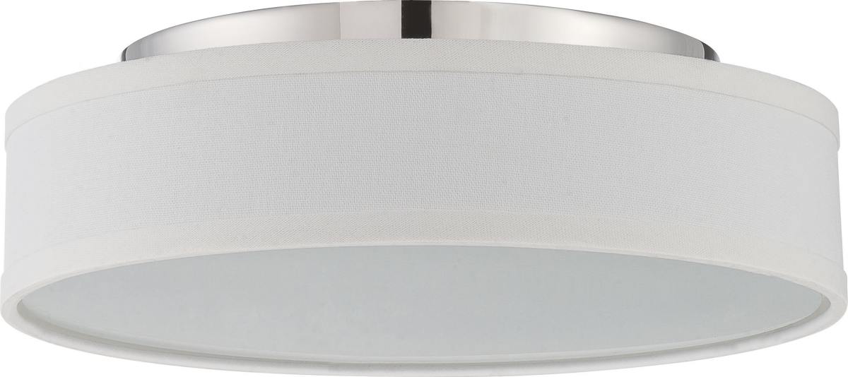 Flush Mount Nuvo 62-526 Heather - LED Flush Fixture with White Linen Shade - Polished Nickel Finish Nuvo