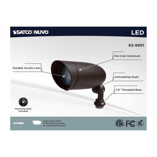 Flood Light Nuvo 62-5901 6 Watt LED Landscape Floodlight - RGB and 2700K-5000K Tunable White - Bronze Finish Nuvo