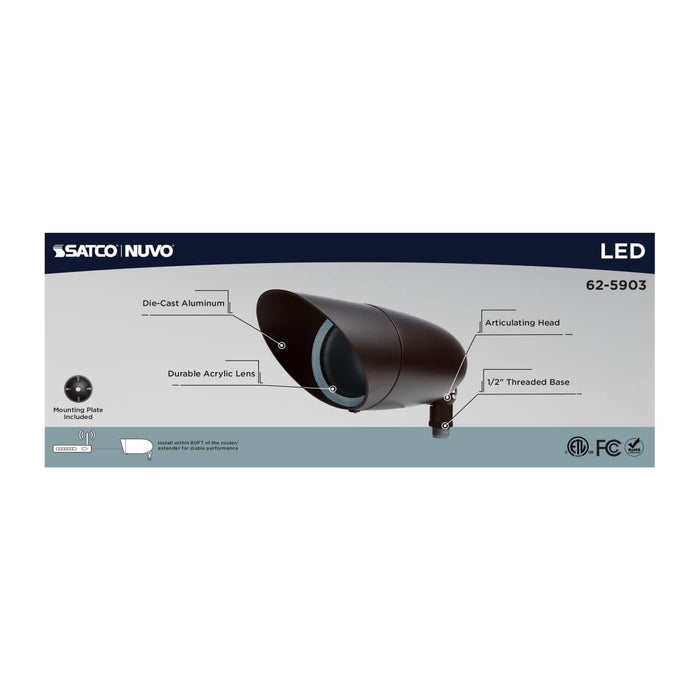 Flood Light Nuvo 62-5903 12 Watt LED Landscape Floodlight - RGB and 2700K-5000K Tunable White - PAR30 - Bronze Finish Nuvo
