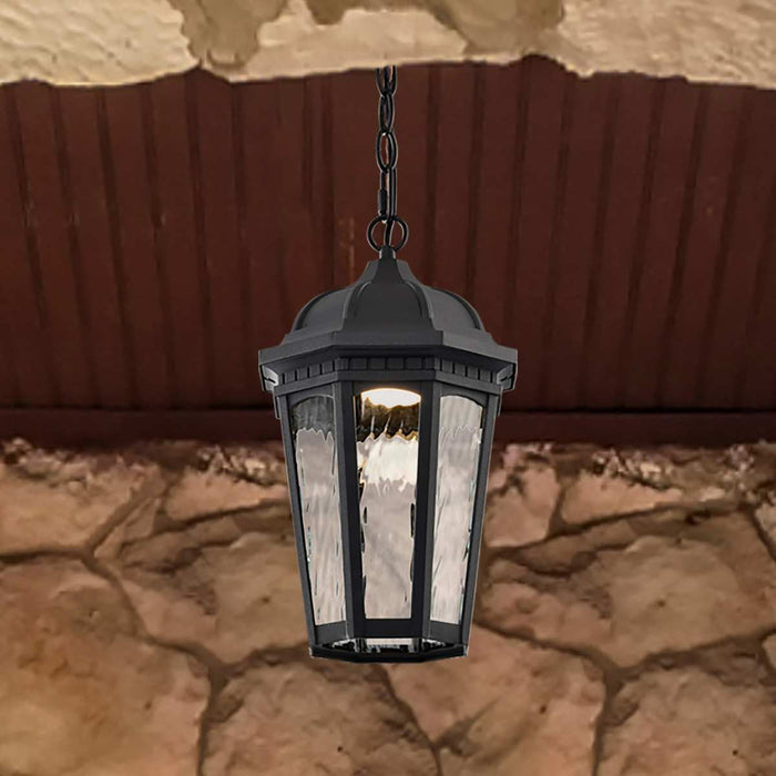 Pendant Nuvo 62-5944 East River Collection - 1 Light Outdoor Hanging Fixture - LED - SMART - Starfish RGBTW - CCT Selectable - Matte Black - Clear Water Glass Nuvo