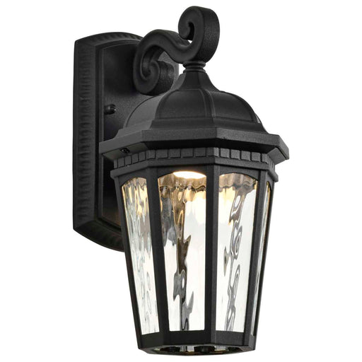 Sconce Nuvo 62-5945 East River Collection - 1 Light Outdoor Small Wall Fixture - LED - SMART - Starfish RGBTW - CCT Selectable - Matte Black - Clear Water Glass Nuvo