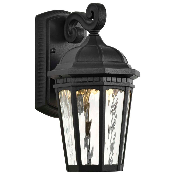 Sconce Nuvo 62-5945 East River Collection - 1 Light Outdoor Small Wall Fixture - LED - SMART - Starfish RGBTW - CCT Selectable - Matte Black - Clear Water Glass Nuvo