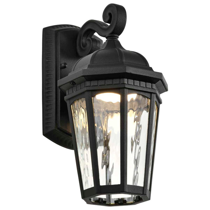 Sconce Nuvo 62-5945 East River Collection - 1 Light Outdoor Small Wall Fixture - LED - SMART - Starfish RGBTW - CCT Selectable - Matte Black - Clear Water Glass Nuvo