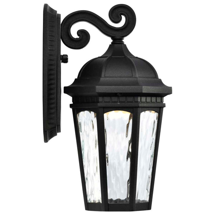 Sconce Nuvo 62-5945 East River Collection - 1 Light Outdoor Small Wall Fixture - LED - SMART - Starfish RGBTW - CCT Selectable - Matte Black - Clear Water Glass Nuvo