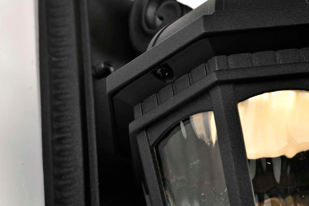 Sconce Nuvo 62-5945 East River Collection - 1 Light Outdoor Small Wall Fixture - LED - SMART - Starfish RGBTW - CCT Selectable - Matte Black - Clear Water Glass Nuvo