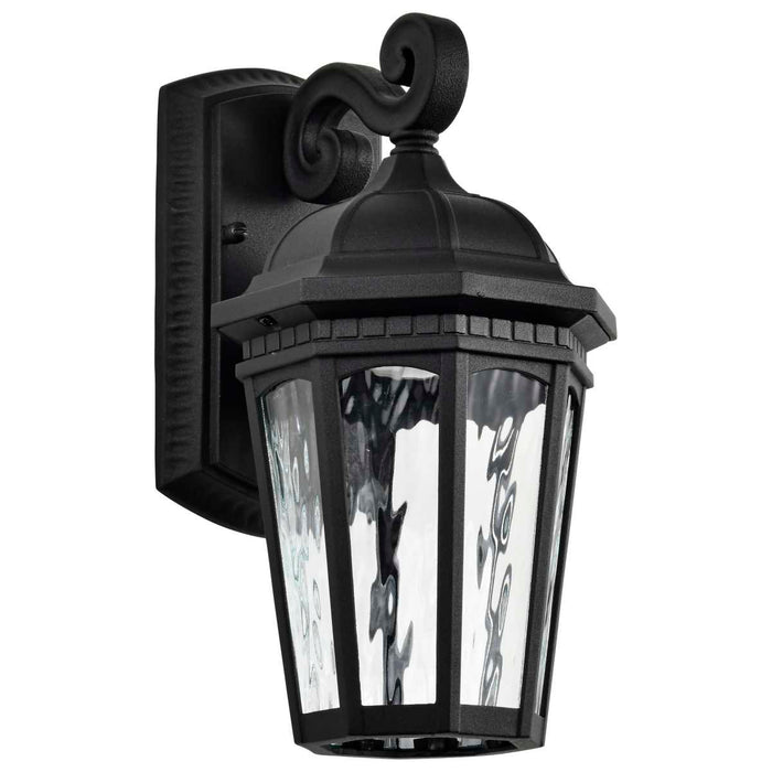 Sconce Nuvo 62-5945 East River Collection - 1 Light Outdoor Small Wall Fixture - LED - SMART - Starfish RGBTW - CCT Selectable - Matte Black - Clear Water Glass Nuvo