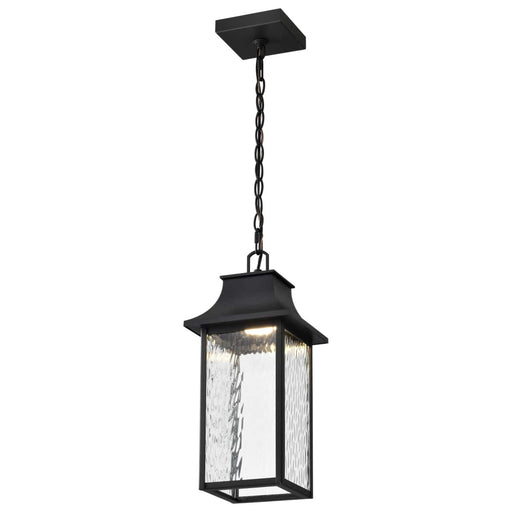 Pendant Nuvo 62-5996 Austen Collection - 1 Light Outdoor Hanging Fixture - LED - SMART - Starfish RGBTW - CCT Selectable - Matte Black - Clear Water Glass Nuvo
