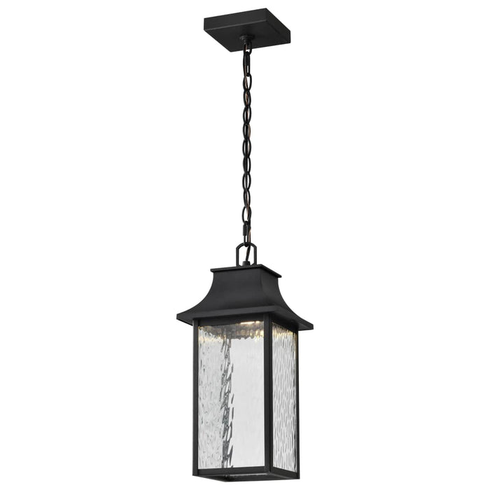 Pendant Nuvo 62-5996 Austen Collection - 1 Light Outdoor Hanging Fixture - LED - SMART - Starfish RGBTW - CCT Selectable - Matte Black - Clear Water Glass Nuvo