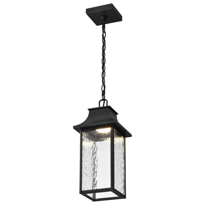 Pendant Nuvo 62-5996 Austen Collection - 1 Light Outdoor Hanging Fixture - LED - SMART - Starfish RGBTW - CCT Selectable - Matte Black - Clear Water Glass Nuvo