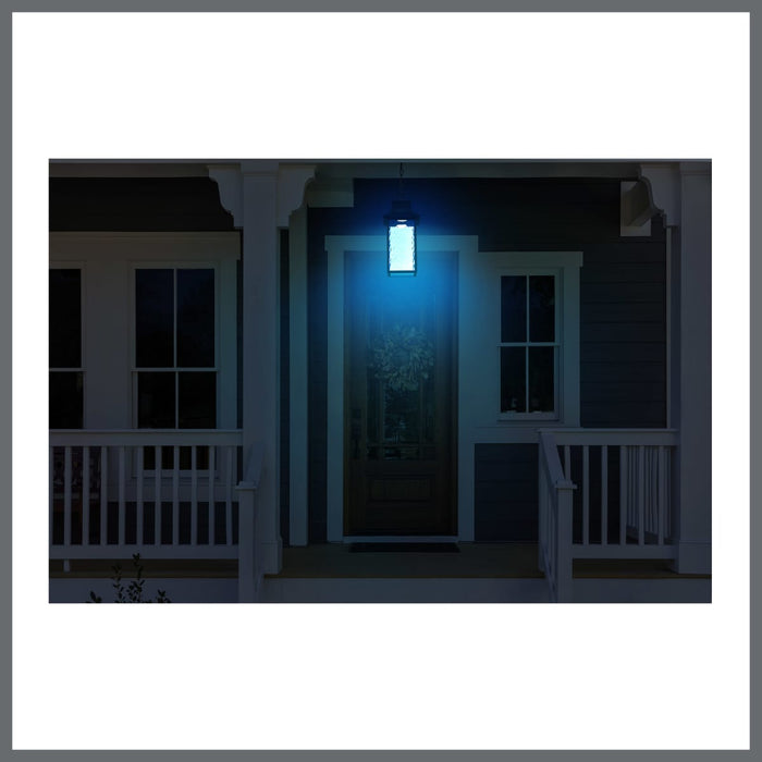 Pendant Nuvo 62-5996 Austen Collection - 1 Light Outdoor Hanging Fixture - LED - SMART - Starfish RGBTW - CCT Selectable - Matte Black - Clear Water Glass Nuvo