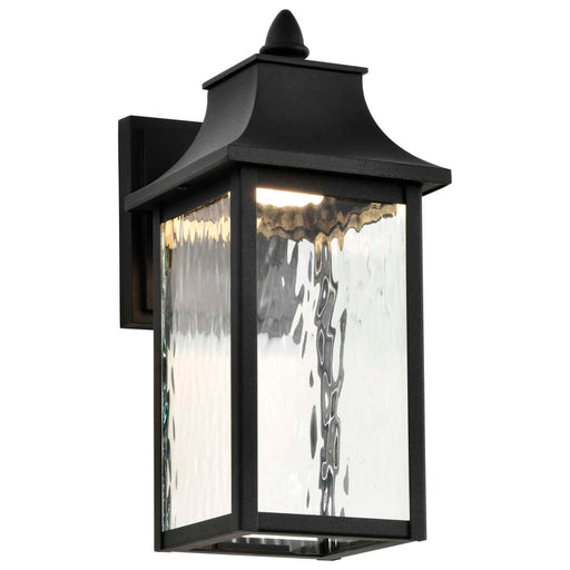 Sconce Nuvo 62-5997 Austen Collection - 1 Light Outdoor Small Wall Fixture - LED - SMART - Starfish RGBTW - CCT Selectable - Matte Black - Clear Water Glass Nuvo