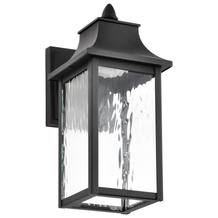 Sconce Nuvo 62-5997 Austen Collection - 1 Light Outdoor Small Wall Fixture - LED - SMART - Starfish RGBTW - CCT Selectable - Matte Black - Clear Water Glass Nuvo