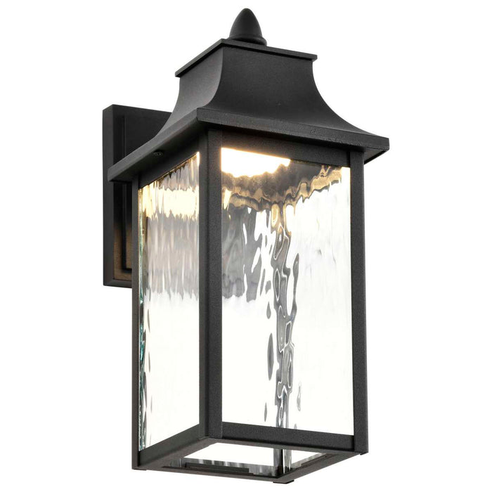 Sconce Nuvo 62-5997 Austen Collection - 1 Light Outdoor Small Wall Fixture - LED - SMART - Starfish RGBTW - CCT Selectable - Matte Black - Clear Water Glass Nuvo