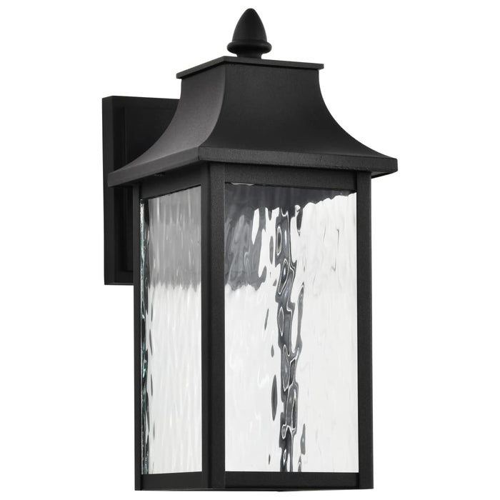 Sconce Nuvo 62-5997 Austen Collection - 1 Light Outdoor Small Wall Fixture - LED - SMART - Starfish RGBTW - CCT Selectable - Matte Black - Clear Water Glass Nuvo