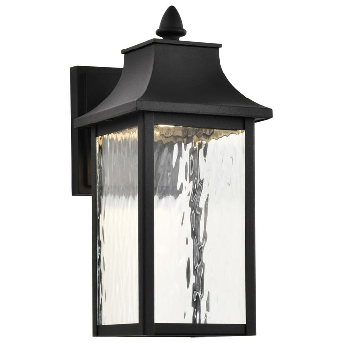 Sconce Nuvo 62-5997 Austen Collection - 1 Light Outdoor Small Wall Fixture - LED - SMART - Starfish RGBTW - CCT Selectable - Matte Black - Clear Water Glass Nuvo